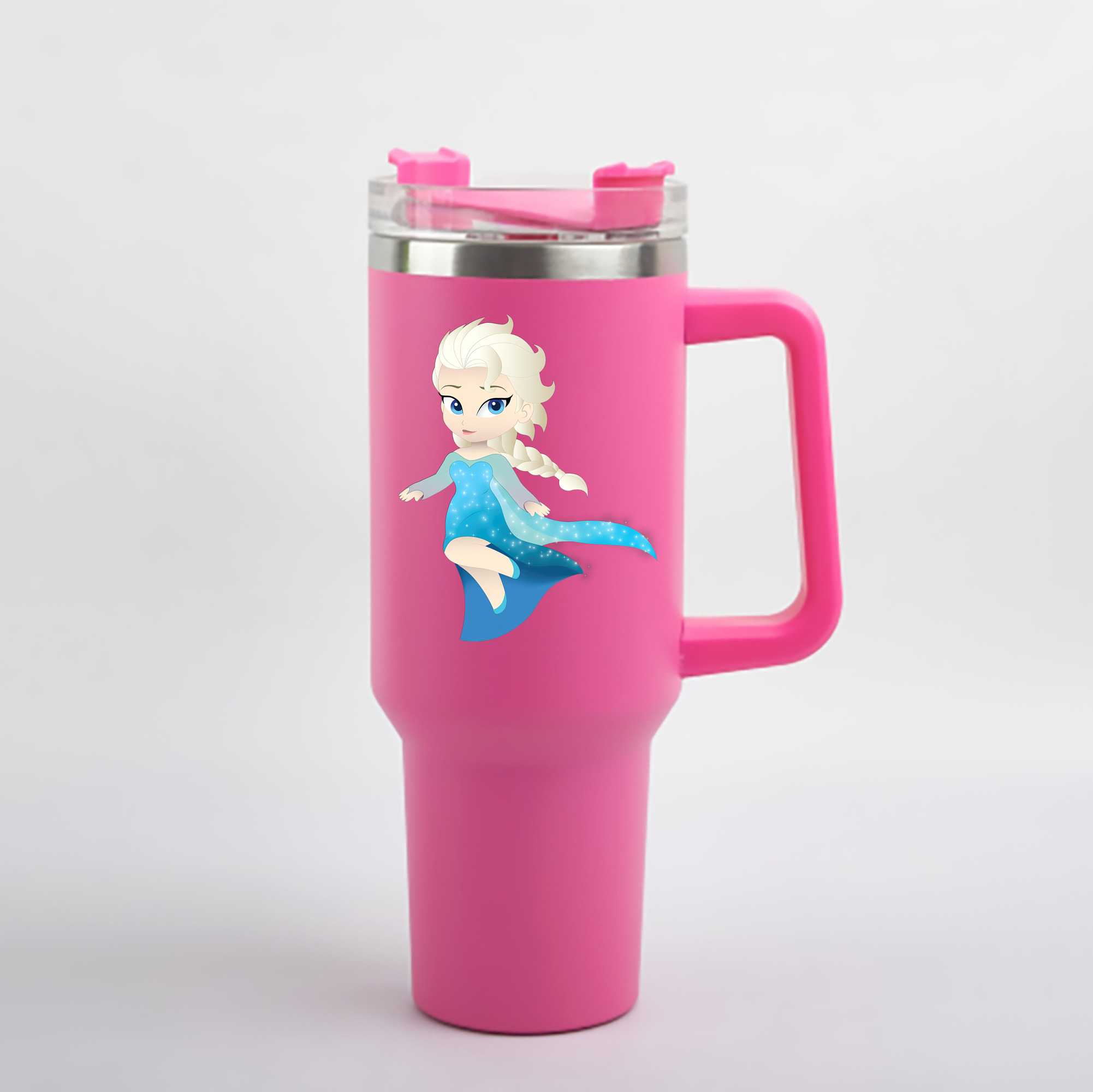 （画像用） アナと雪の女王 アンナ エルサ Frozen Anna Elsa 1200mL車用タンブラー - クリスタルステッカー（プラスチックストロー付き）